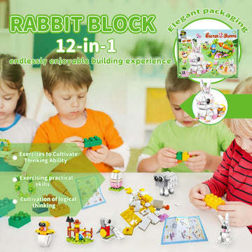 Sakiway 12 pcs Easter Egg Fillers Building Kits,Easter Bricks Toy Gift Easter Egg Fillers, Teen Easter Basket Stuffers for Boys Girls, Prefilled