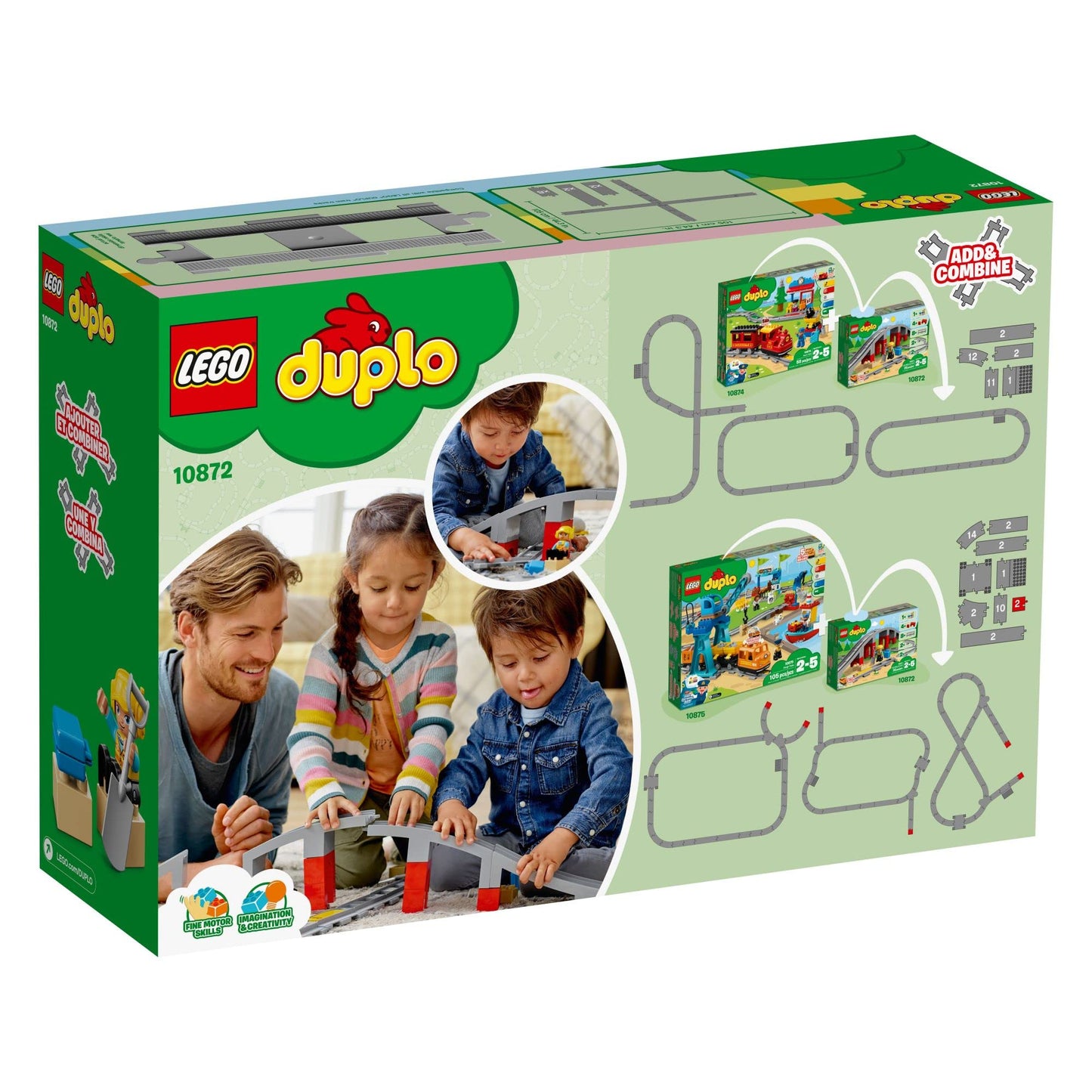 LEGO DUPLO Town Train Bridge and Tracks 10872 - Toy Set for Kids and Toddlers, Railway Building Bricks Set with a Bridge, Figure, and Horn Sound