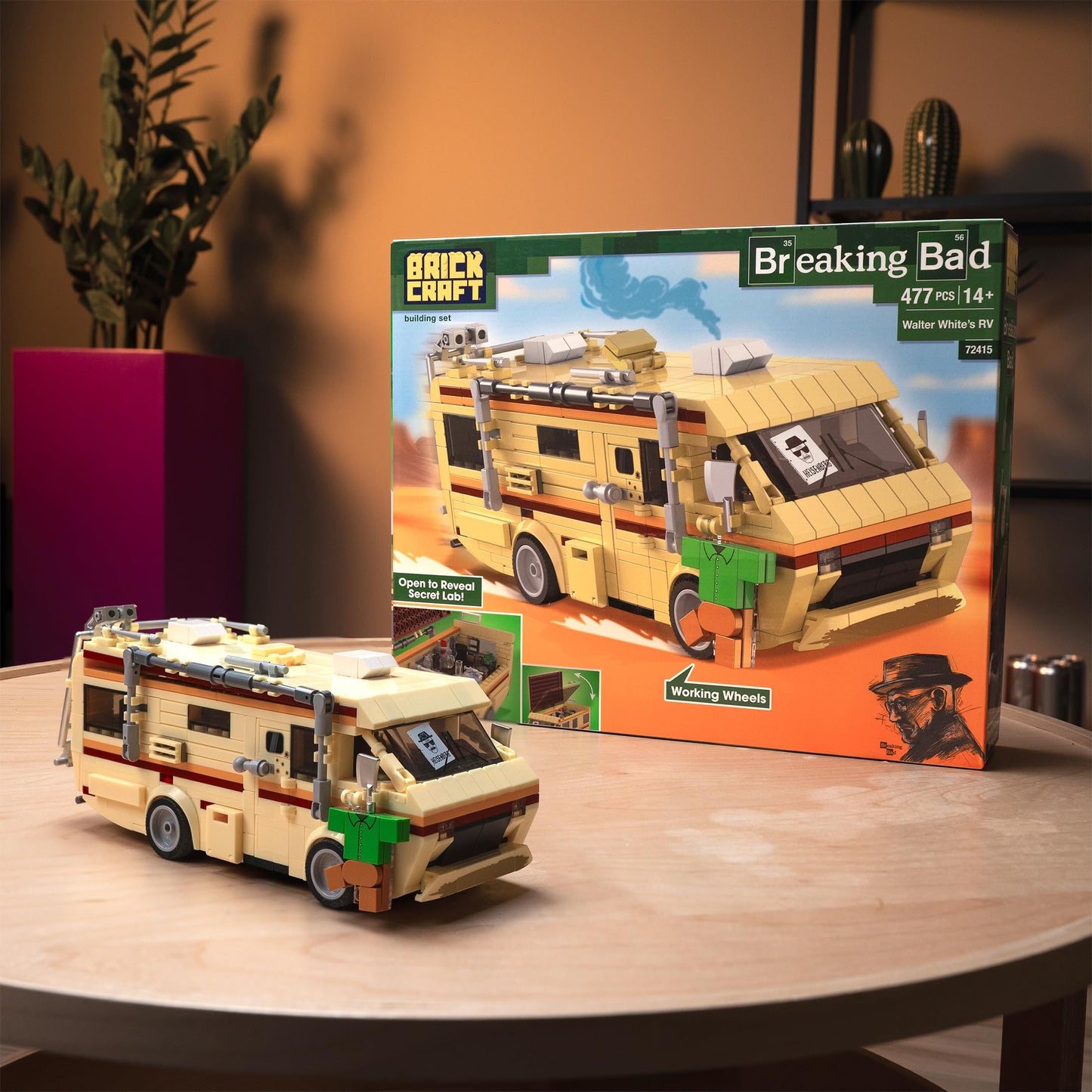 Brickcraft Officially Licensed Breaking Bad RV Building Kit (477 Pieces) Walter White’s Rolling Camper Van Set with Secret Lab Interior, TV Show