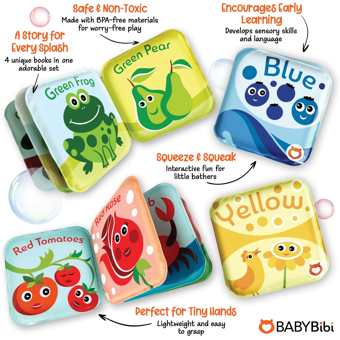 BabyBibi Floating Baby Bath Books for Baby. Kids Learning Bath Toys. Waterproof Bathtime Toys for Toddlers. Kids Educational Infant Bath Toys. (Set