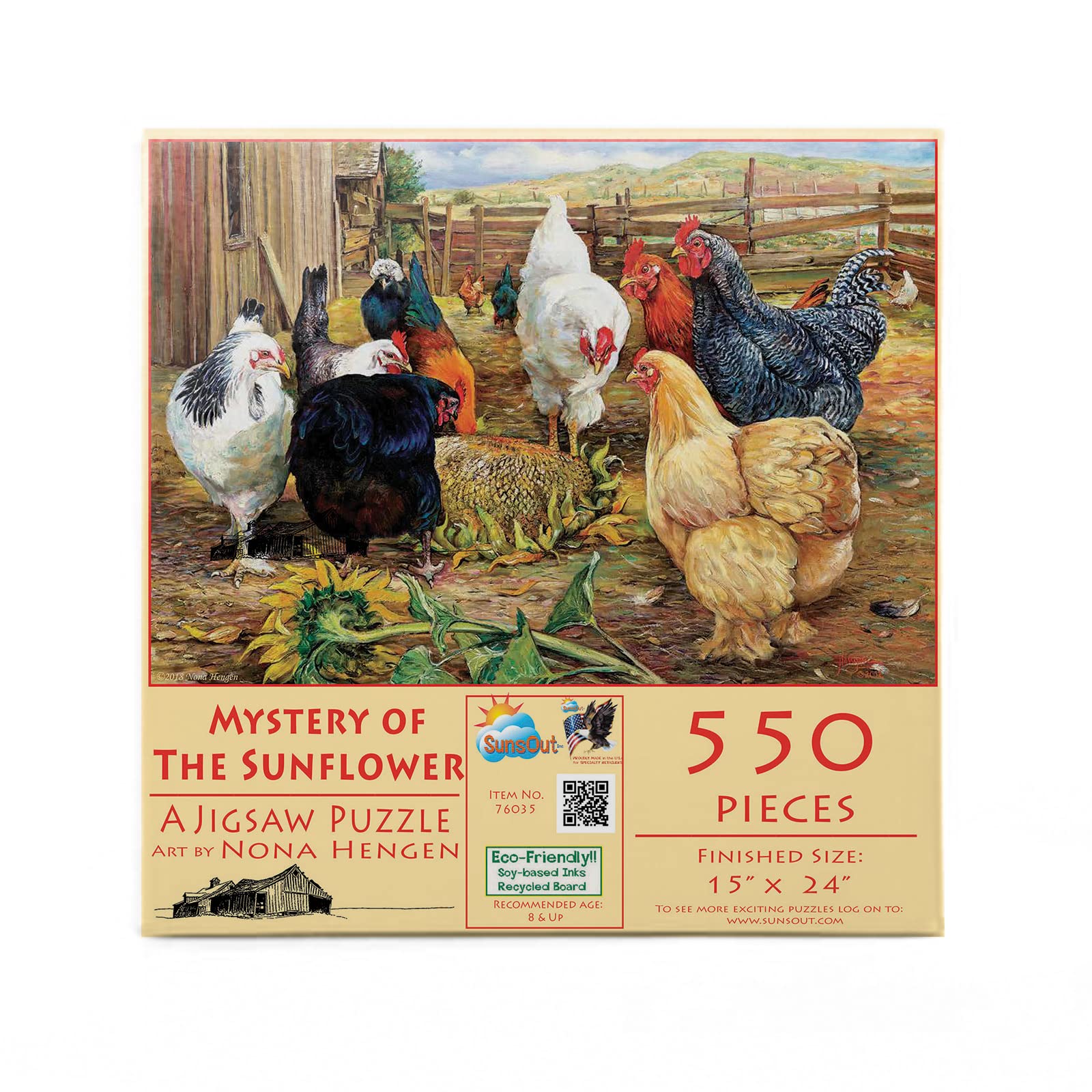 SUNSOUT INC - Mystery of the Sunflower - 550 pc Jigsaw Puzzle by Artist: Nona Hengen - Finished Size 15" x 24" - MPN# 76035