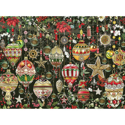 Bits and Pieces - 1000 Piece Jigsaw Puzzle for Adults - Christmas Ornaments - Holiday Tree Decoration Flowers Stars Winter Jigsaw Puzzle by Artist