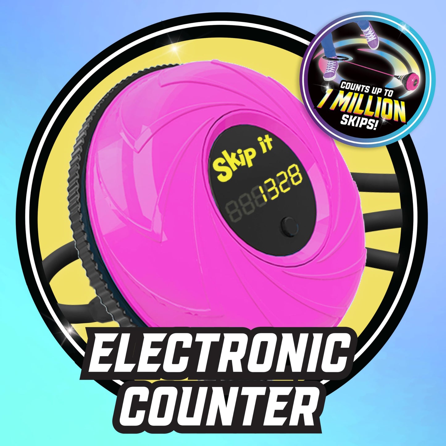 Skip It Retro Outdoor Toy, Light Up Ball and Digital Counter, Pink, 31-inch Long, Screen Free Play