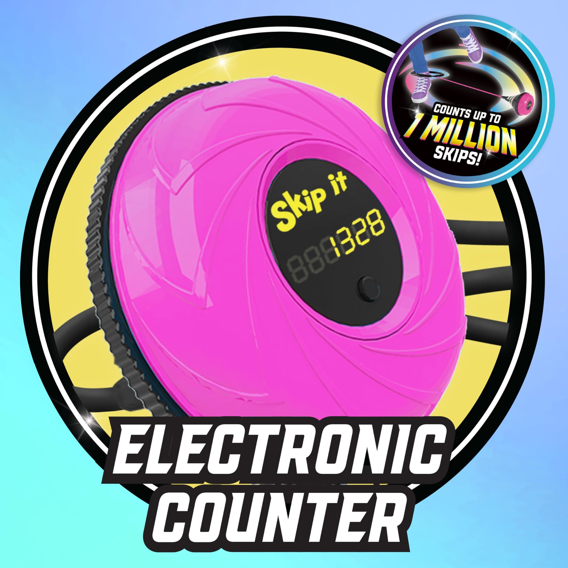 Skip It Retro Outdoor Toy, Light Up Ball and Digital Counter, Pink, 31-inch Long, Screen Free Play