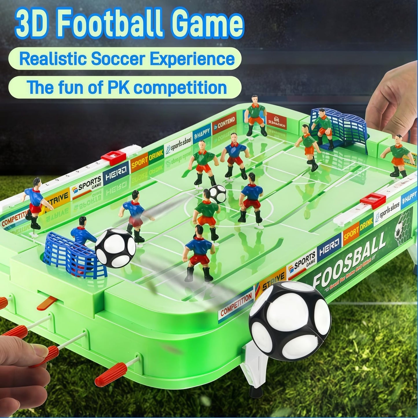 Foosball Game Table - Mini Table Finger Soccer Game for 2+ Players, 21x11 Inches, Interactive Indoor Outdoor Desktop Foosball, Ideal for Family