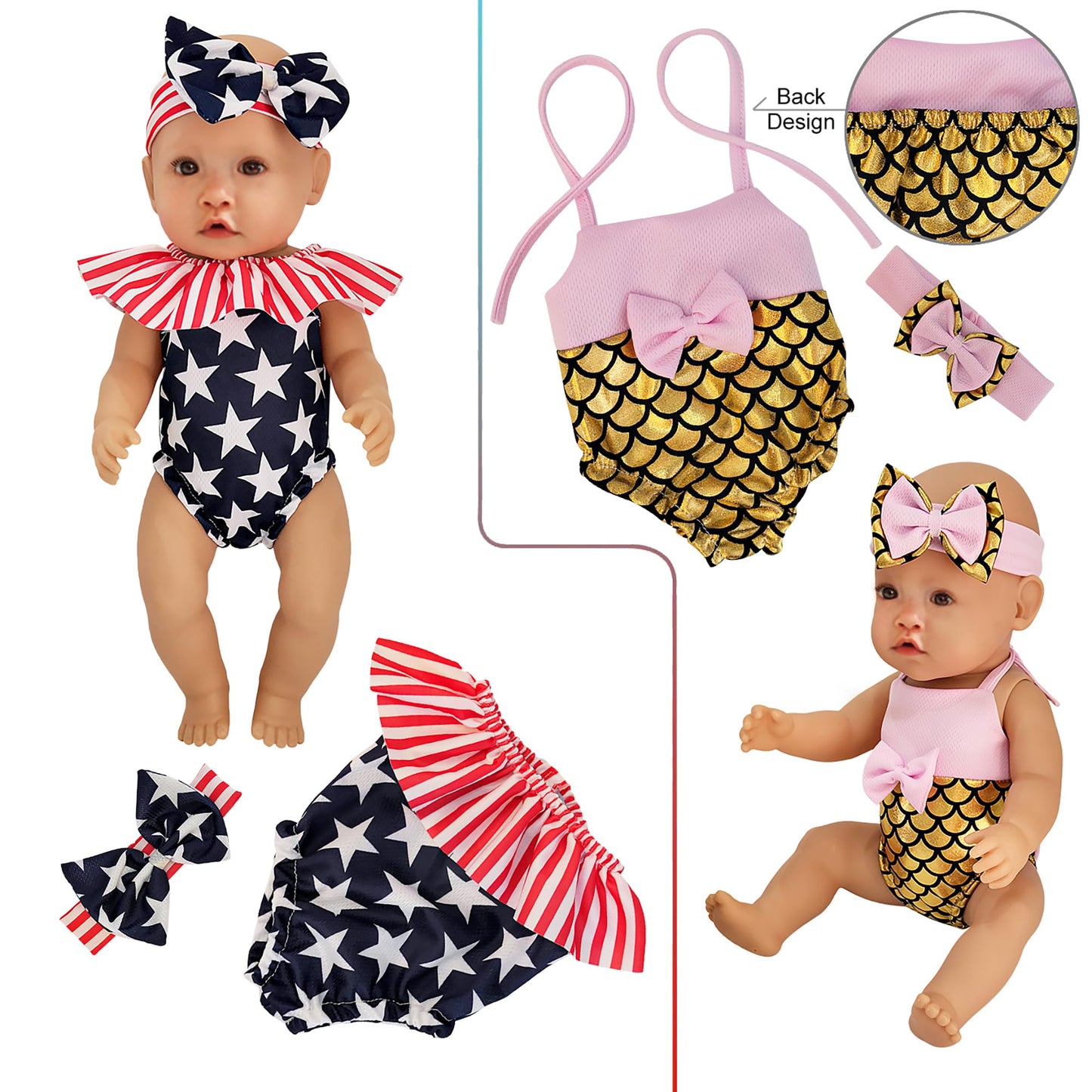 Windolls 10 Sets 14-16 Inch Baby Doll Clothes Dress Outfits Headbands Accessories fits New Born 15 inch Baby Doll