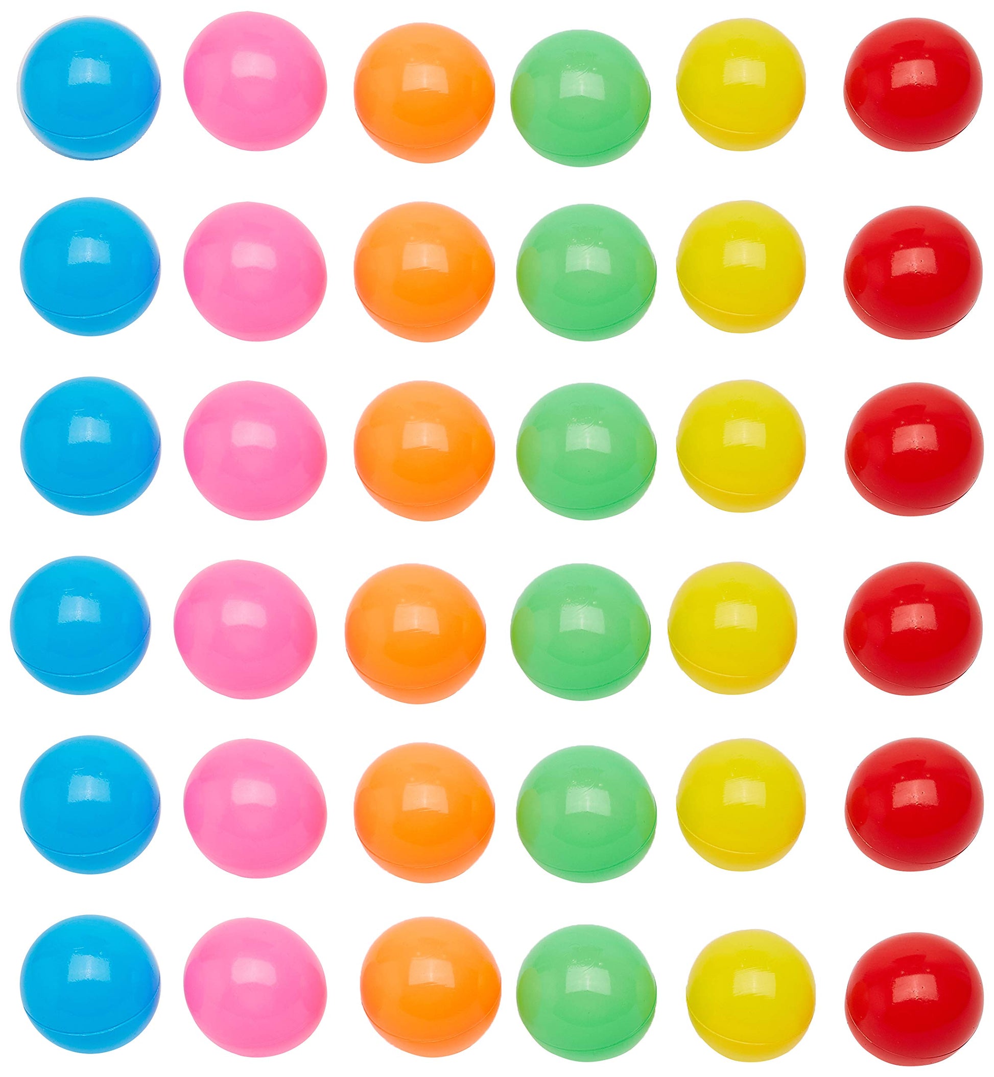 Amazon Basics BPA Free Ball Pit Balls with Storage Bag, Crush-Proof Plastic for Toddlers Kids 12+ Months Play, Phthalate Free, 6 Bright Colors, Pack