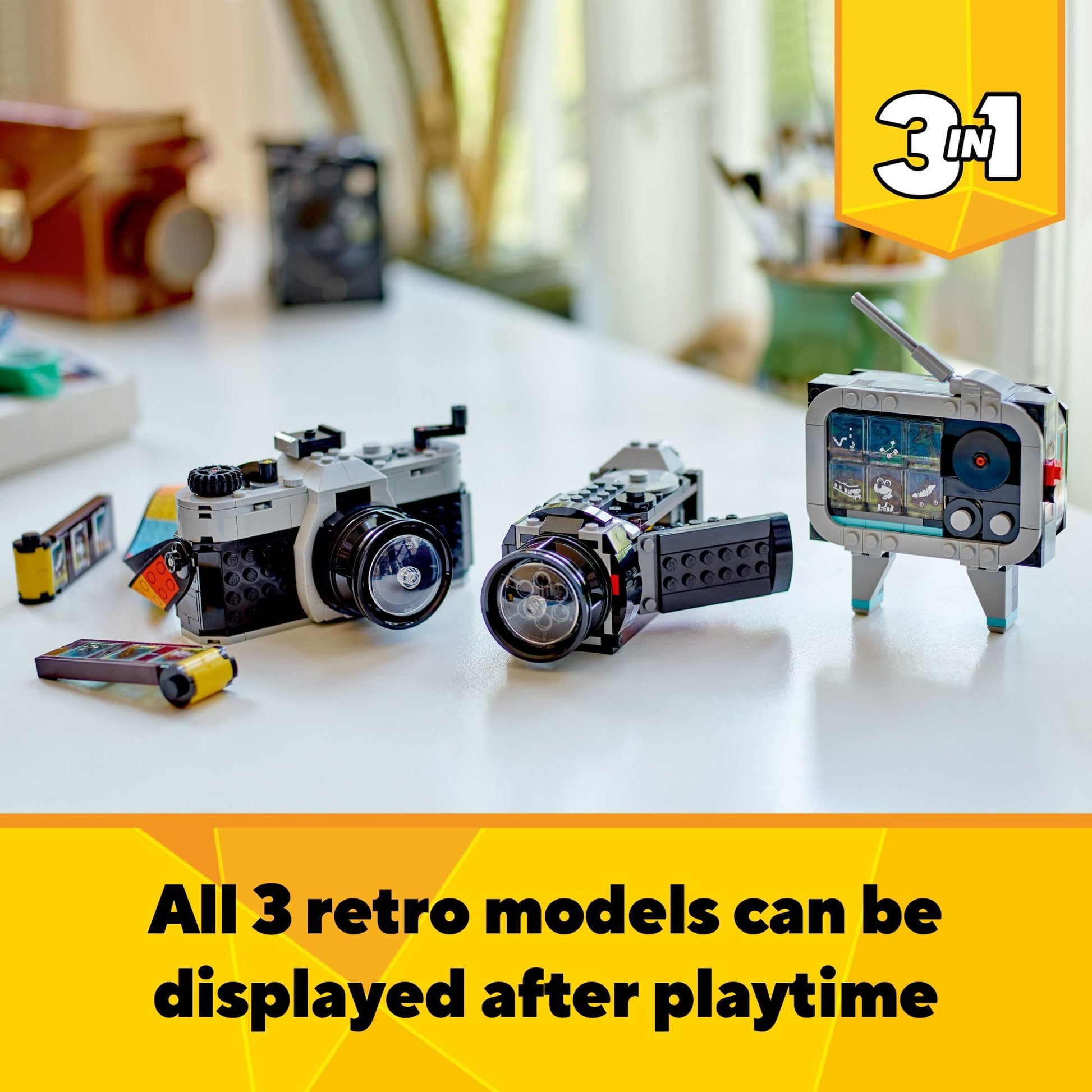 LEGO Creator 3 in 1 Retro Camera Toy, Transforms to Retro Video Camera or to TV Set, Photography Gift for Boys and Girls Ages 8 Years Old and Up Who