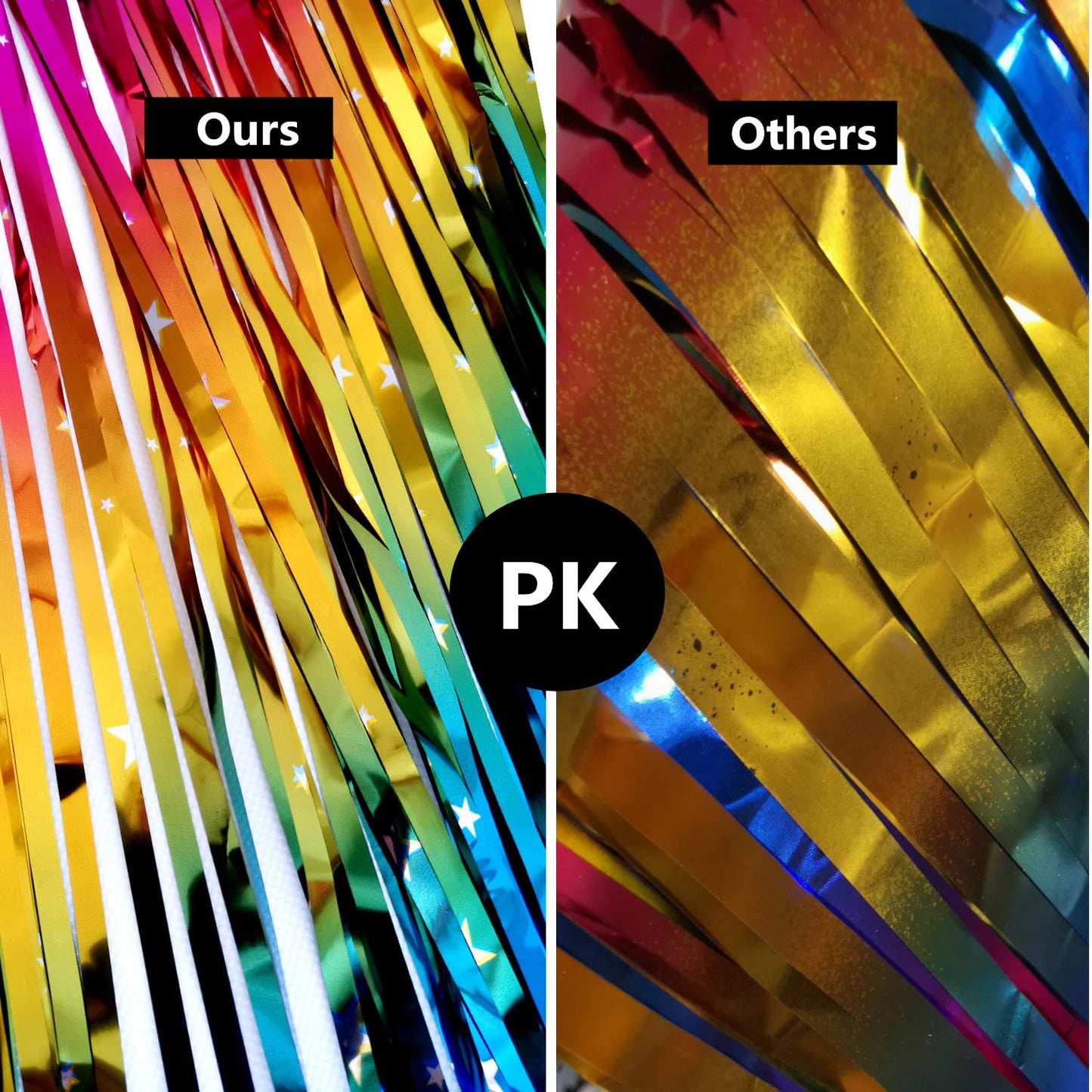 Rainbow Tinsel Foil Fringe Curtains 2 Pack Rainbow Party Decorations 3.3x6.6ft Metallic Streamers for Birthday Wedding Engagement Graduation Baby