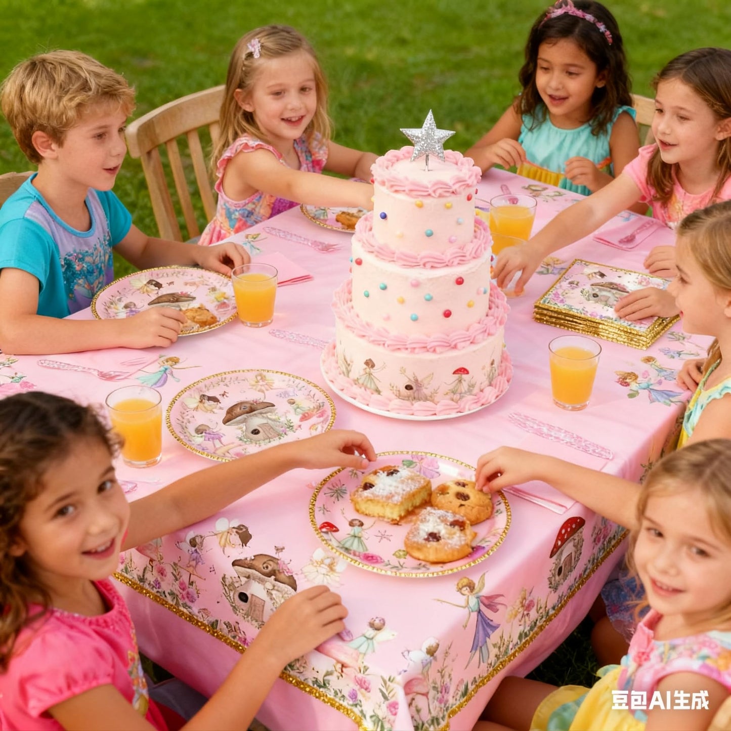 Bphweulko 3pcs Fairy Party Tablecloths, Enchanted Floral Plastic Table Covers for 1st 2nd Birthday & Baby Shower, 54x108 Inches (Pink)
