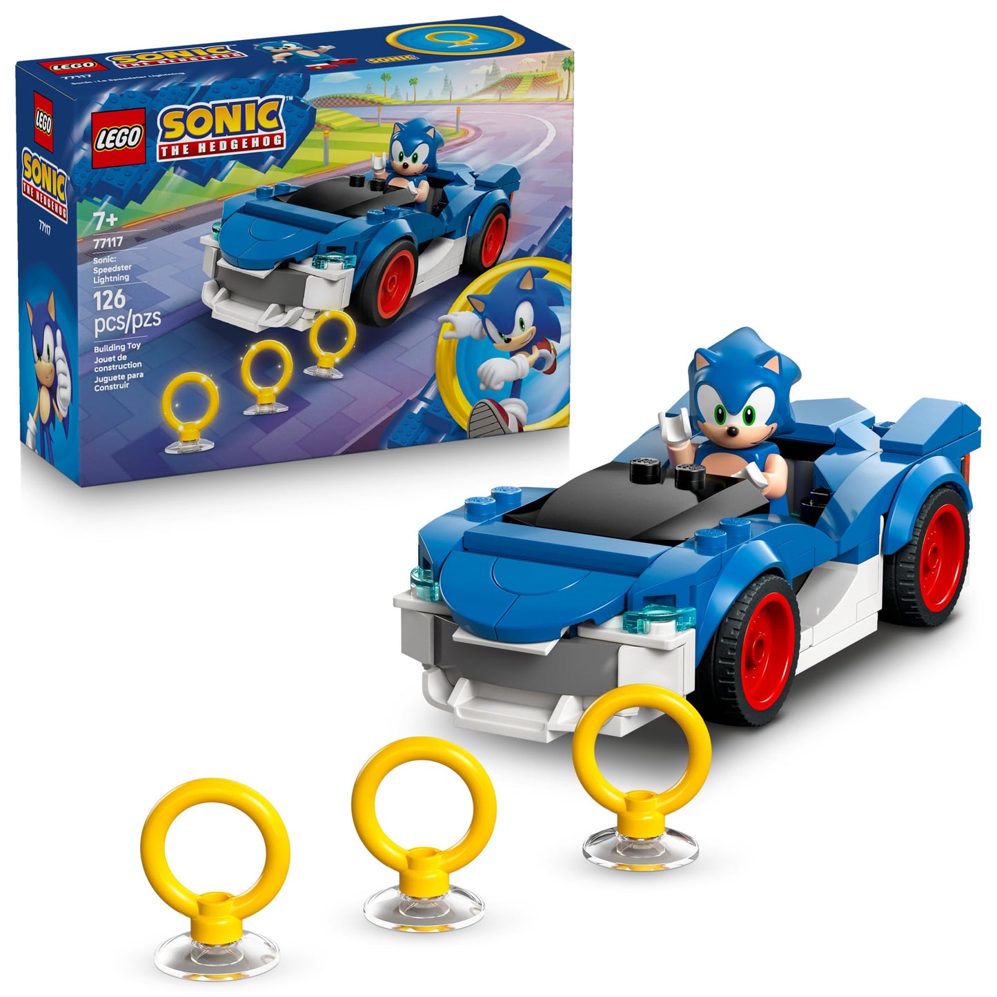 LEGO Sonic The Hedgehog Sonic: Speedster Lightning Race Car Toy for Boys & Girls - Toy Building Set W/Minifigure for Kids & Gamers, Ages 7+ - Gift