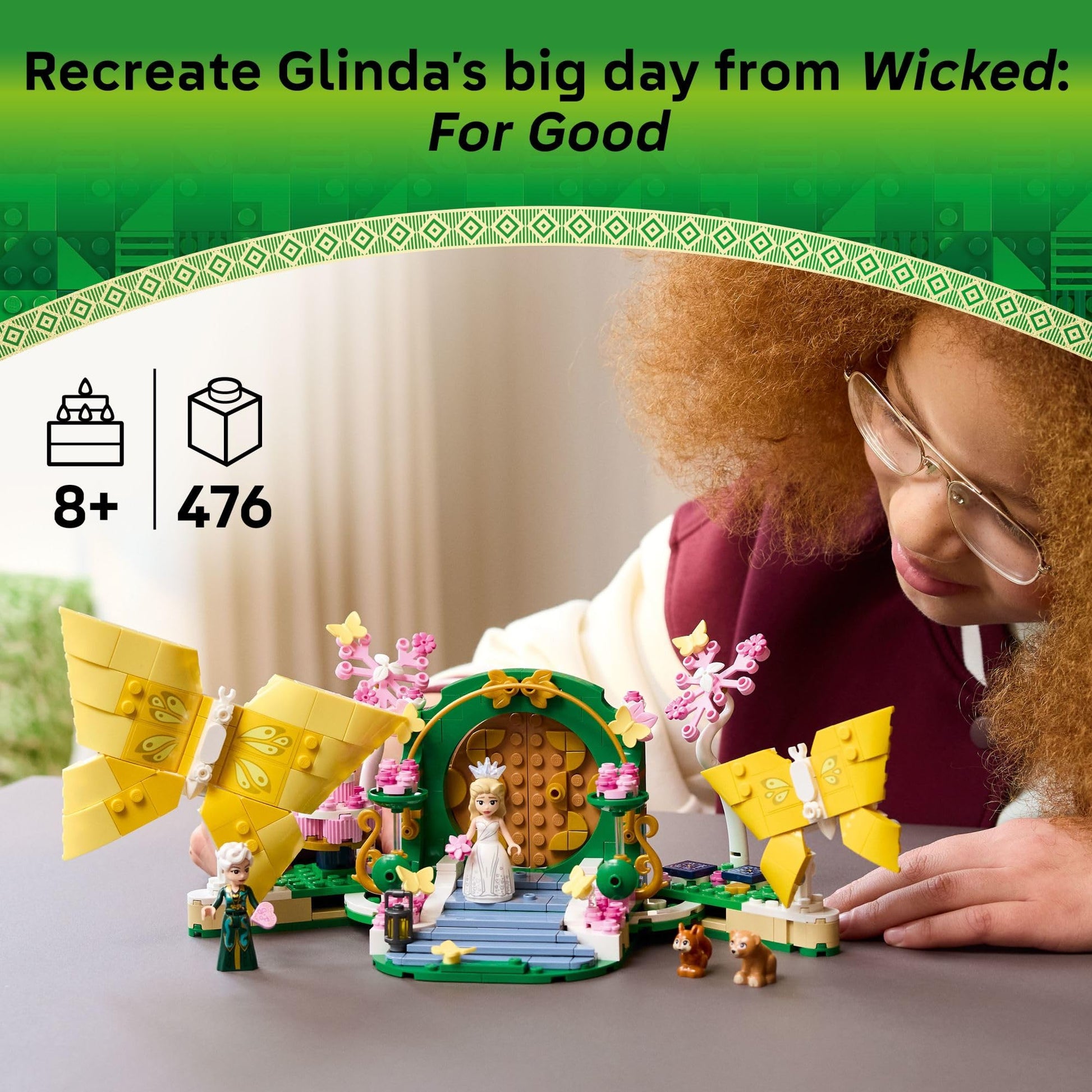 LEGO Wicked Glinda's Wedding Day Building Toy - Pretend Playset with 2 Minidolls, 2 Animal Toy Figures, & 2 Poseable Butterflies - Building Blocks