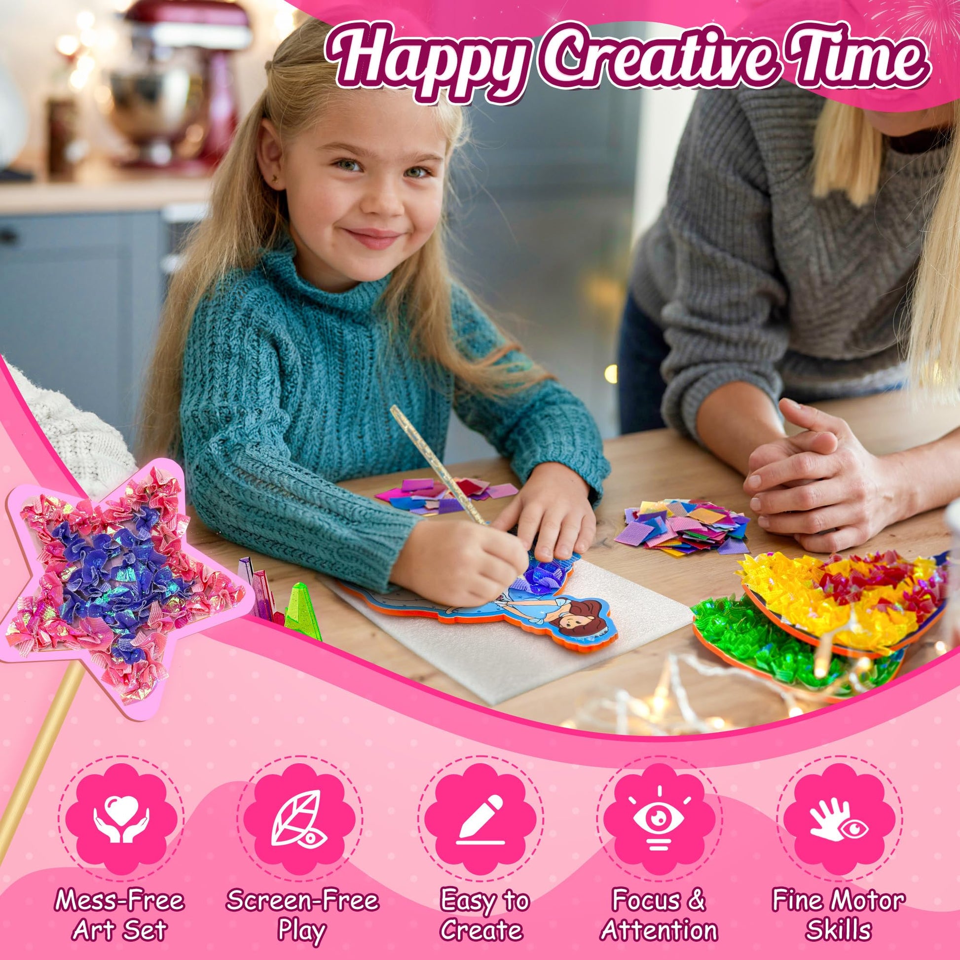 ZUNIRA Poke Art Kits Dream Princess Mess-Free DIY Crafts for Kids Ages 3+