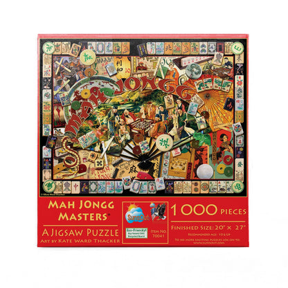 SunsOut Mah Jongg Masters Jigsaw Puzzle for Adults, 1000 piece Jigsaw Puzzle by Artist: Kate Ward Thacker - Finished Size 20" x 27" - MPN# 70041