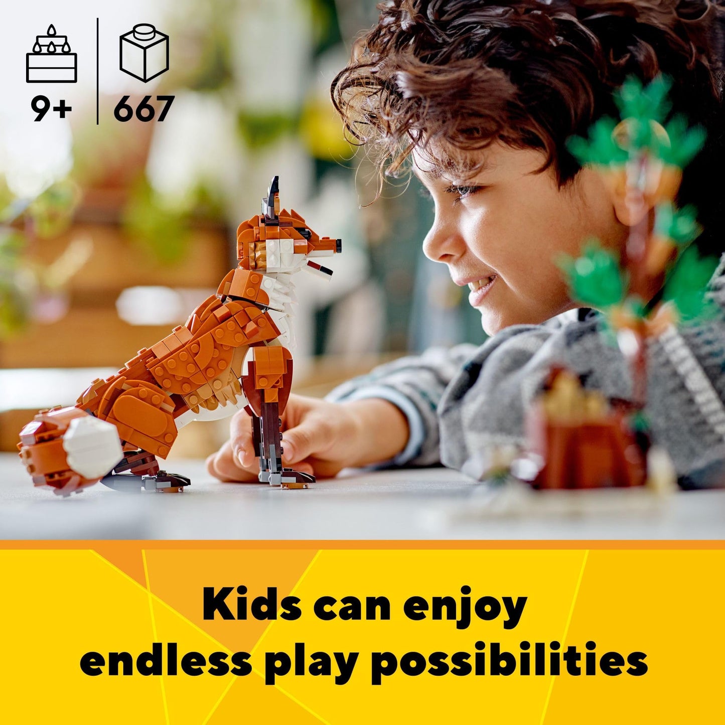 LEGO Creator 3 in 1 Forest Animals Red Fox Toys - Building Toys for Kids, Boys & Girls, Ages 9+ - W/ 3 Building Options into Fox, Owl, or Squirrel