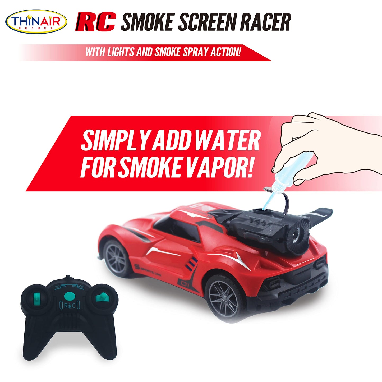 Nature Bound Remote Control Car, Smoke Screen Racer, 2.4 GHz RC Vehicle with Spraying Mist & Light for Kids, Sport Racing Hobby Toy for Boys & Girls
