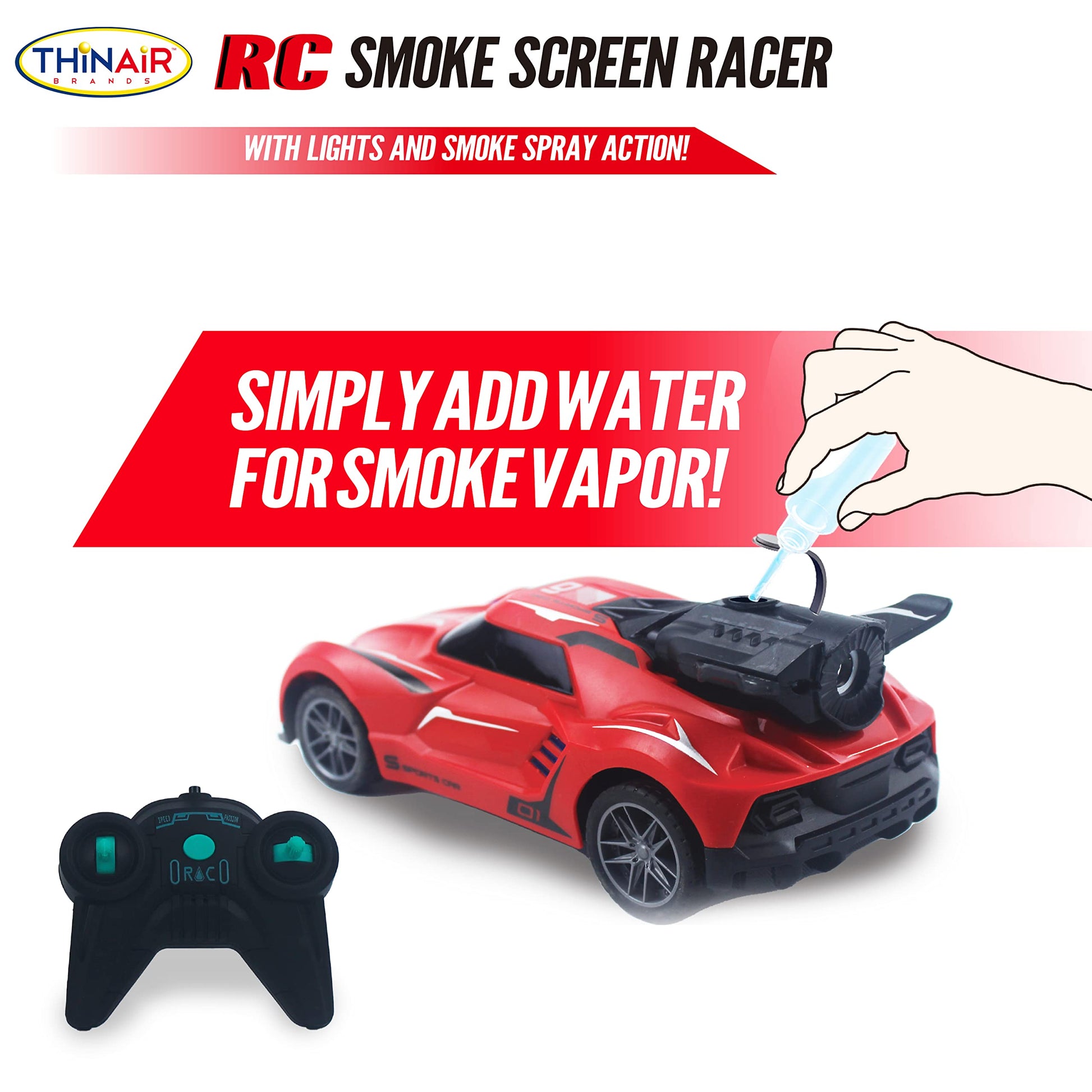 Nature Bound Remote Control Car, Smoke Screen Racer, 2.4 GHz RC Vehicle with Spraying Mist & Light for Kids, Sport Racing Hobby Toy for Boys & Girls