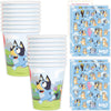 Unique Bluey Cups with Stickers | 16 Paper Cups, 4 Sticker Sheets, Checklist | Bluey Birthday Decorations | Party Supplies for Boys and Girls |