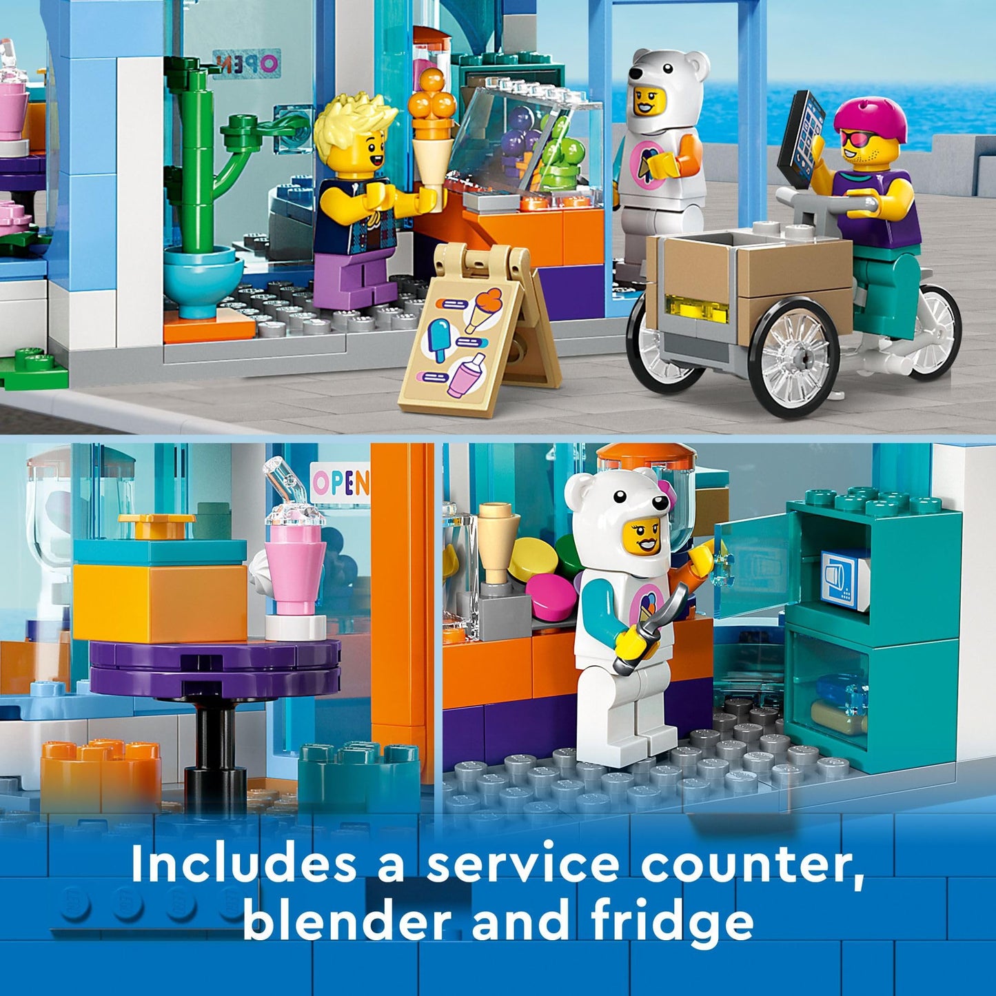 LEGO City Ice-Cream Shop 60363 Building Toy Set, Includes a Cargo Bike, 3 Minifigures and Lots of Fun Features and Accessories for Imaginative Role