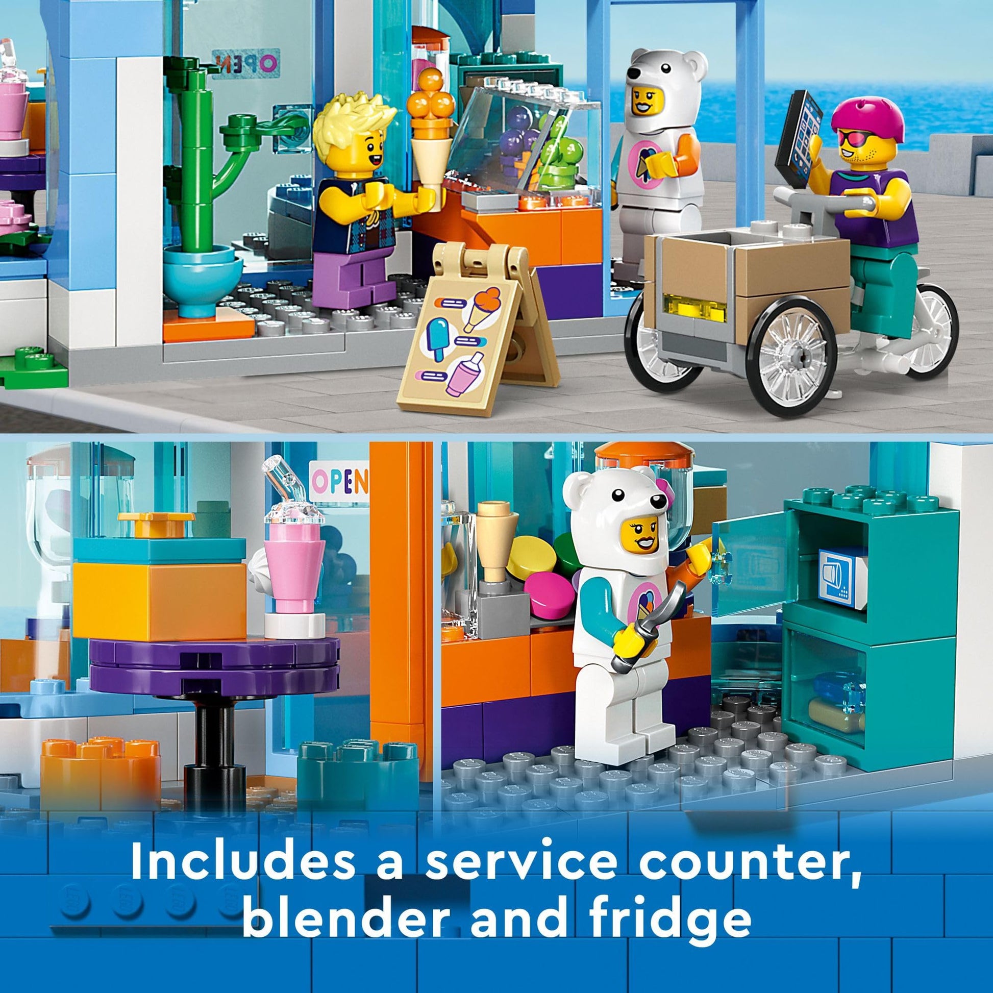 LEGO City Ice-Cream Shop 60363 Building Toy Set, Includes a Cargo Bike, 3 Minifigures and Lots of Fun Features and Accessories for Imaginative Role