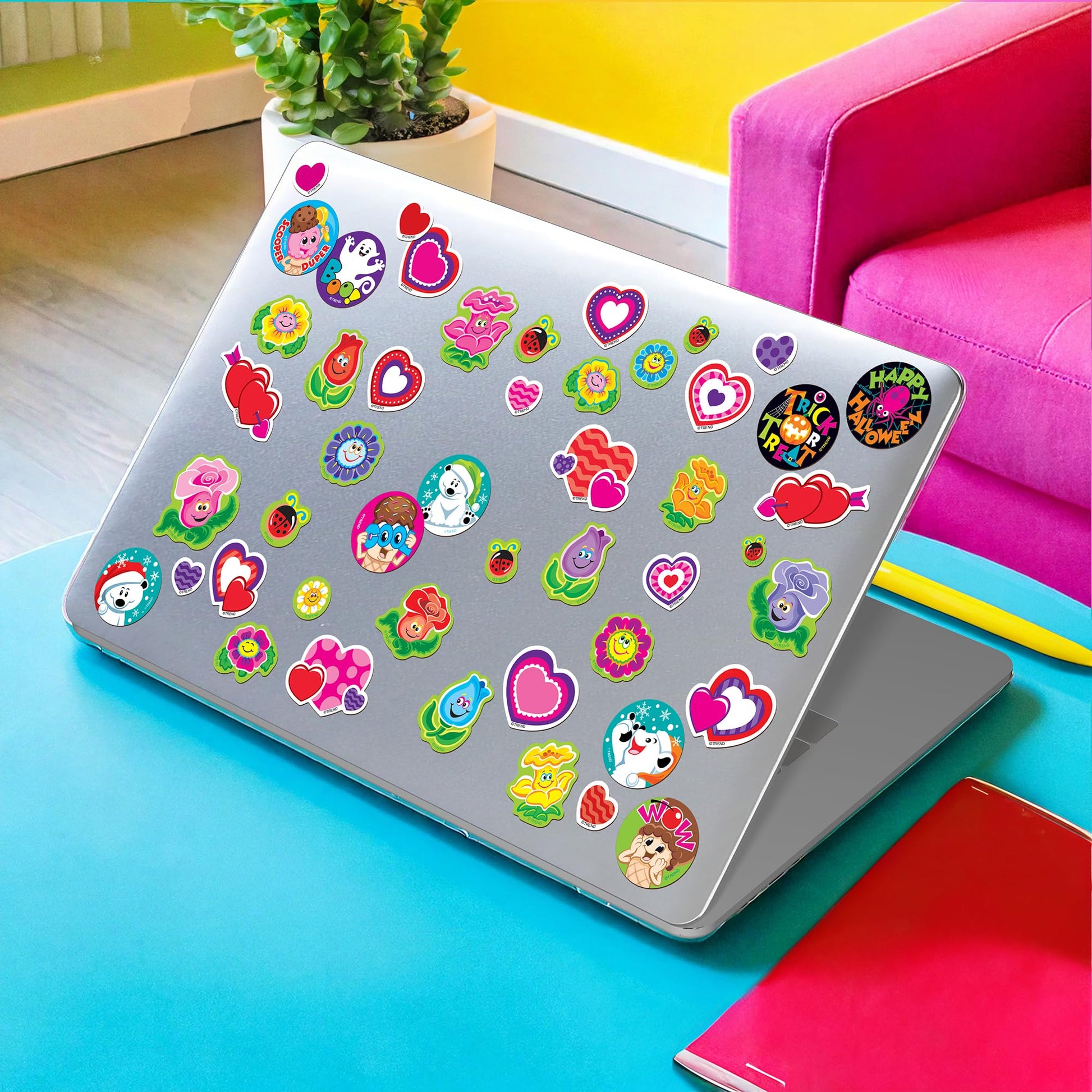 All Year Cheer Stinky Stickers Variety Pack by TREND Enterprises, Inc.; 336 ct.; 70 Designs, 8 scents