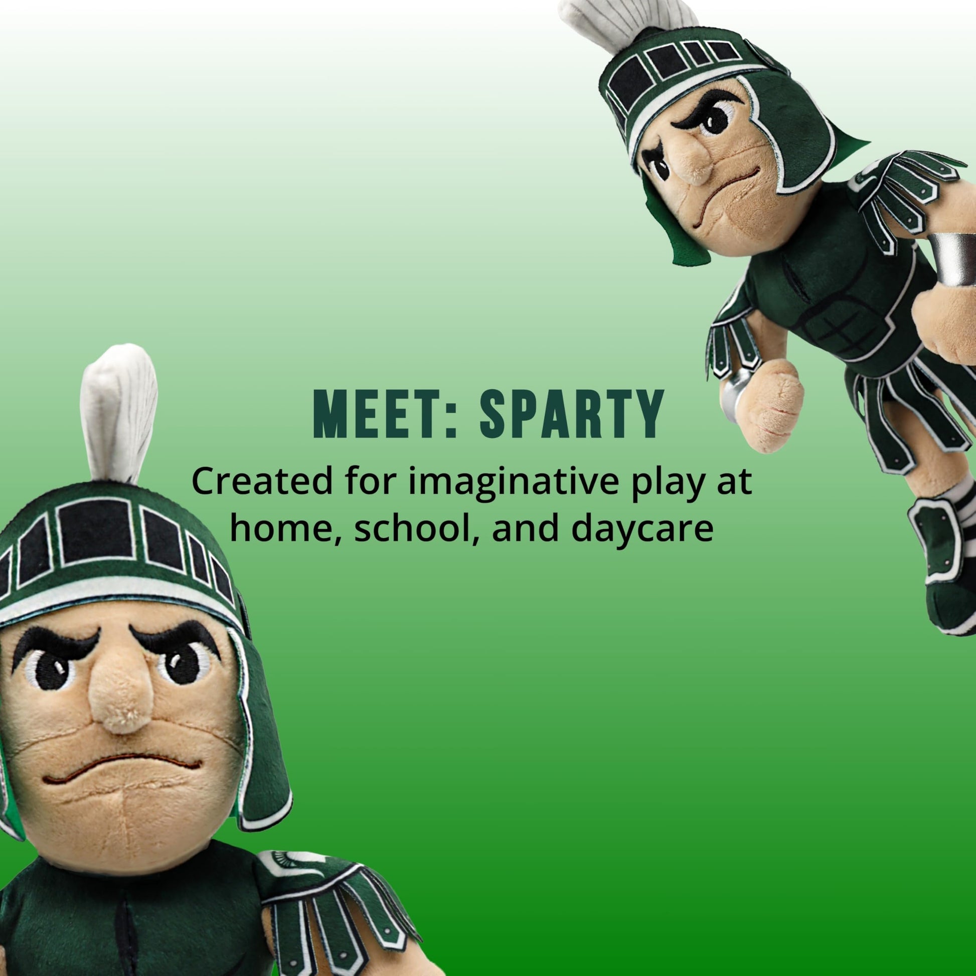 Plushible Michigan State Spartan Plush Figure - 14 Inch Mascot Stuffed Toy for Kids & Adults, Perfect for Collectors, Playtime, Imaginative Play