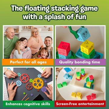 The Uzzle Topple Toads - Fun & Competitive Stacking Game - Engaging Balance Board Game - Endless Laughter & Excitement -2-4 Players