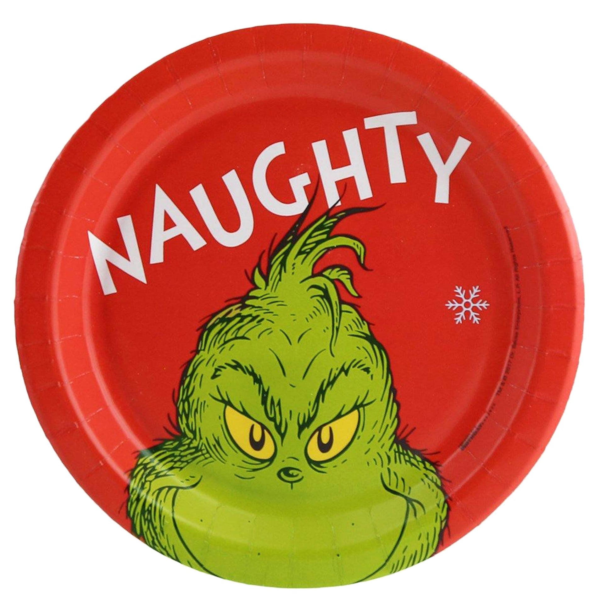 Grinch Christmas Naughty & Nice Party Supply Set - Disposable Paper Desert Plates - Serves 16