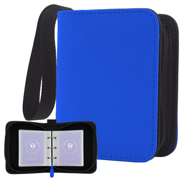 1 Pocket Card Binder with Zipper, 100 Pockets Mini Trading Card Album, Premium PU Leather Single Card Binder, Small Display Folder for TCG & Sports
