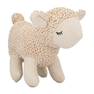 Crane Baby Plush Lamb Stuffed Animal, Sheep Stuffed Animal, Lamb Plush Toy for Babies and Toddlers, Nursery Décor Cuddly Toy, Neutral, Cozy Knitted