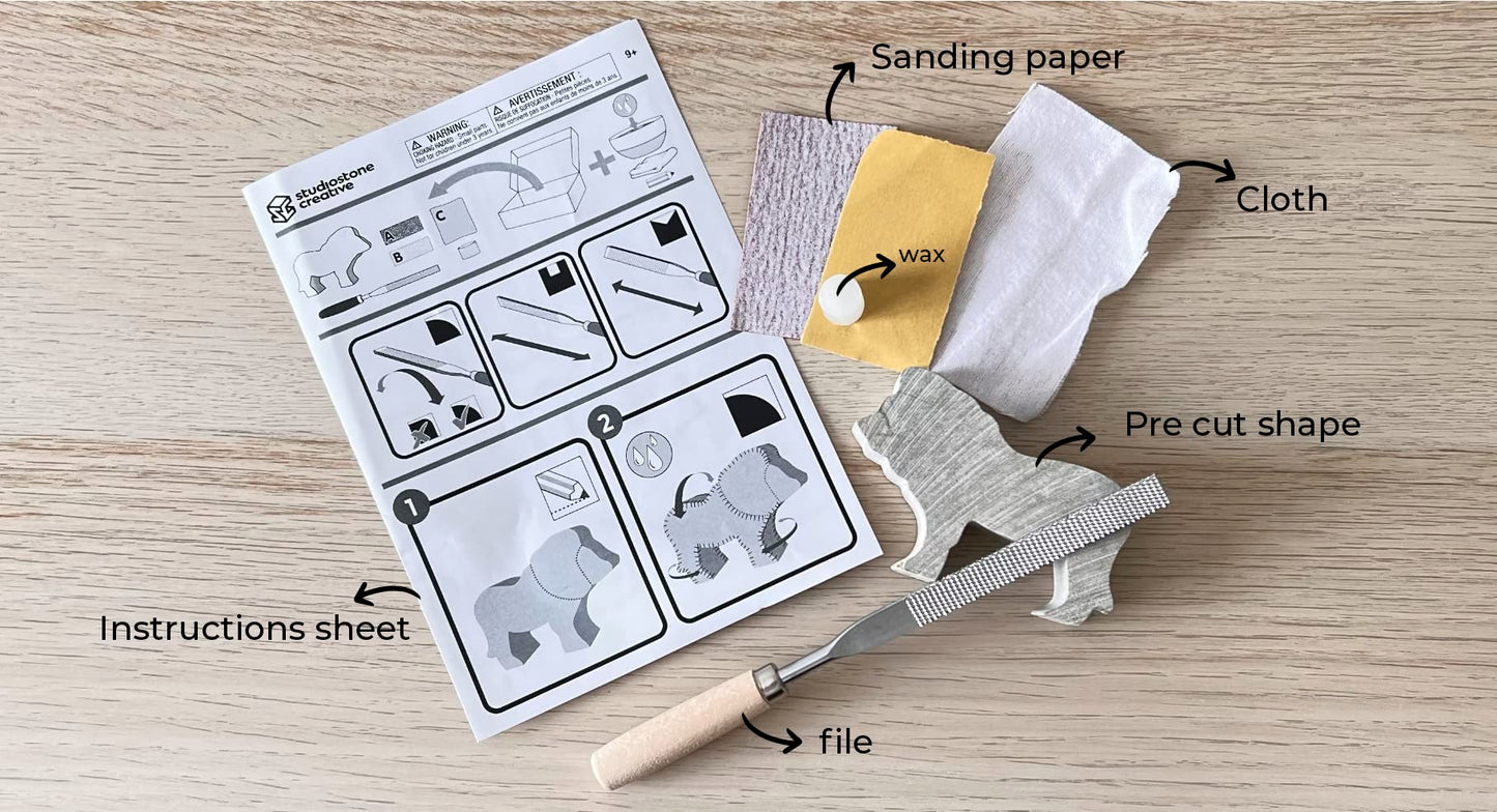 STUDIOSTONE CREATIVE DIY Arts & Crafts Carving Kit Kids Adults Elephant Sculpture Soapstone