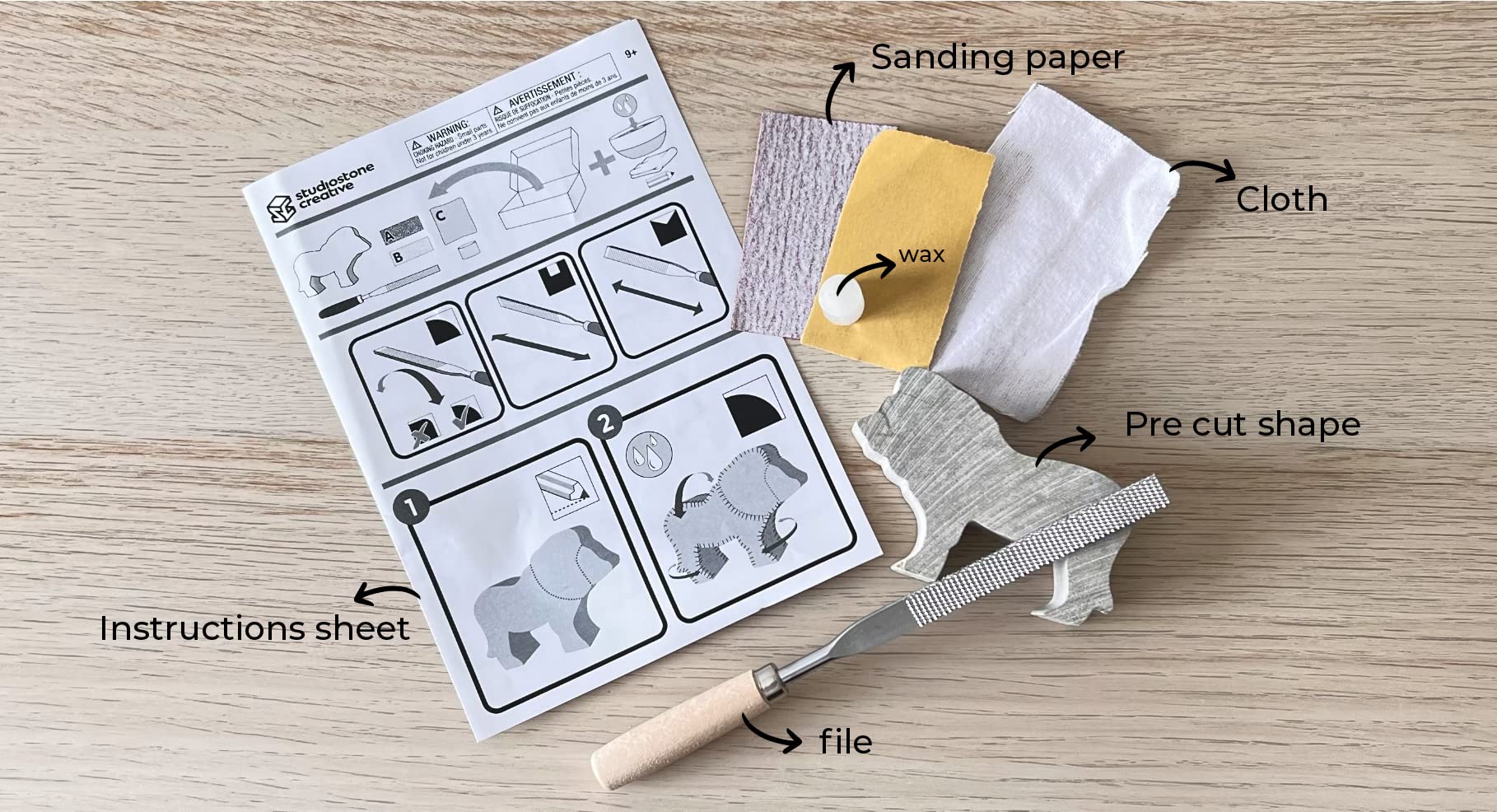 STUDIOSTONE CREATIVE DIY Arts & Crafts Carving Kit Kids Adults Wolf Sculpture Soapstone