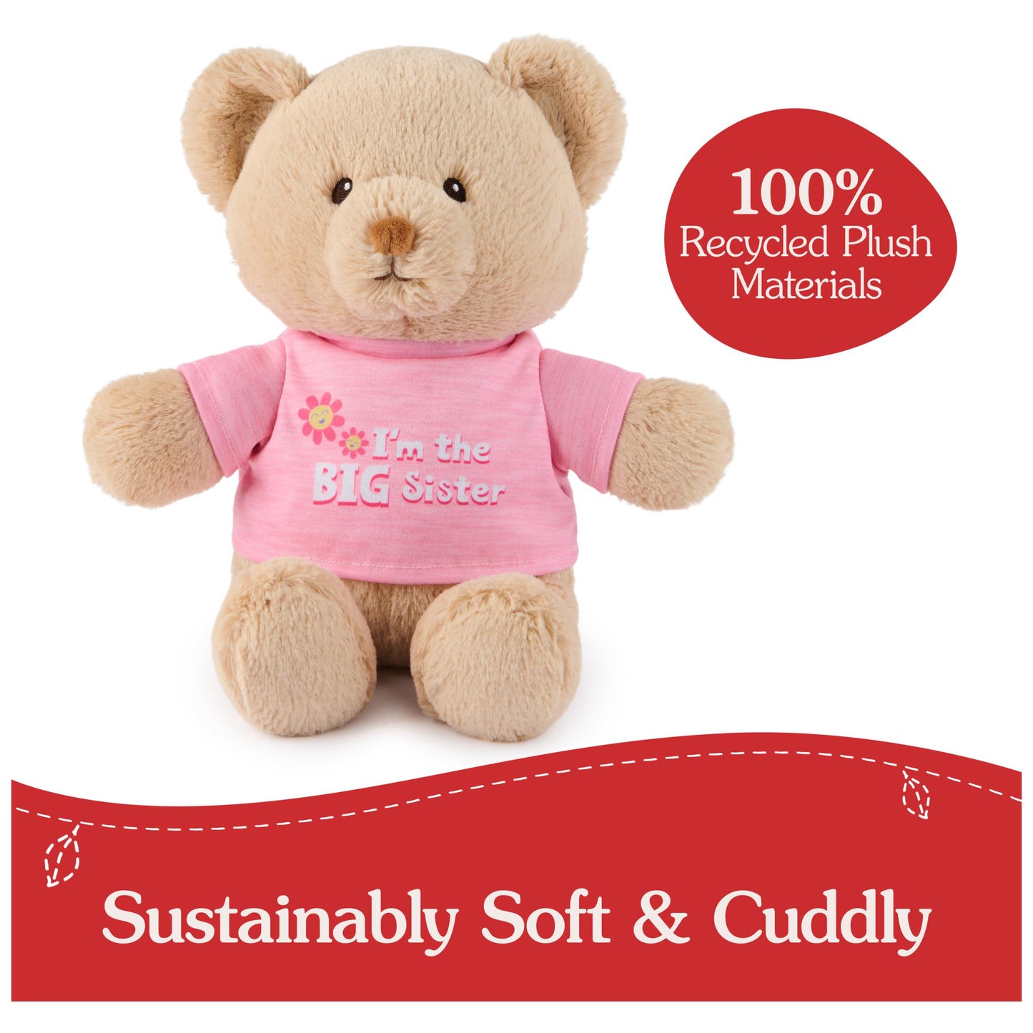 GUND Sustainably Soft “I'm the Big Sister” 12" Bear with T-Shirt, Ages 0+