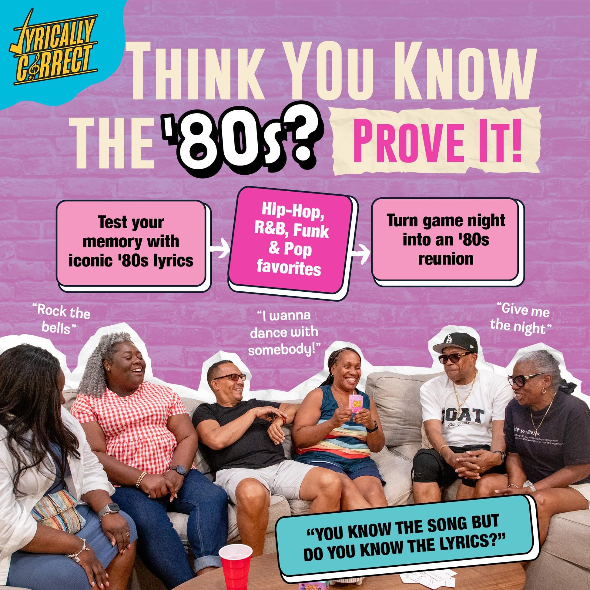 Lyrically Correct '80s Mixtape Edition - ‘80s Music Trivia Card Game for Adults & Families | Hip-Hop, R&B, Funk & Pop Party Game for Game Night