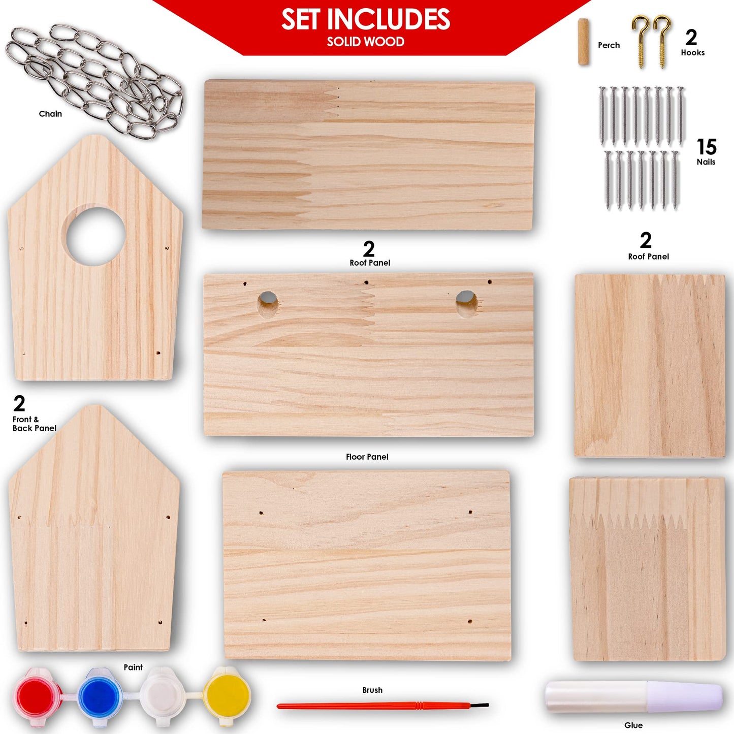 Hapinest Wooden Bird Houses to Paint and Build, Birdhouse Kit for Kids, Wood Painting Building Projects Fun Activities Arts and Crafts for Kids Ages
