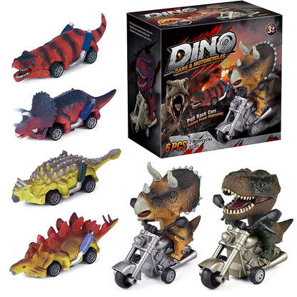 Xbnmex Dinosaur Car Toy, 6 Piece Carts Toys for Kids, Dinosaur Sliding Motorcycle Toy, Dinosaur Car Gifts for Boys and Girls 3 4 5 6 7 Years Old