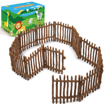 EYSCOTA Realistic Toy Fence, Large Corral Fencing Panel Accessories Playset, Farm Fence Toys for Barn Paddock Horse Stable Horses Figurines, Christmas
