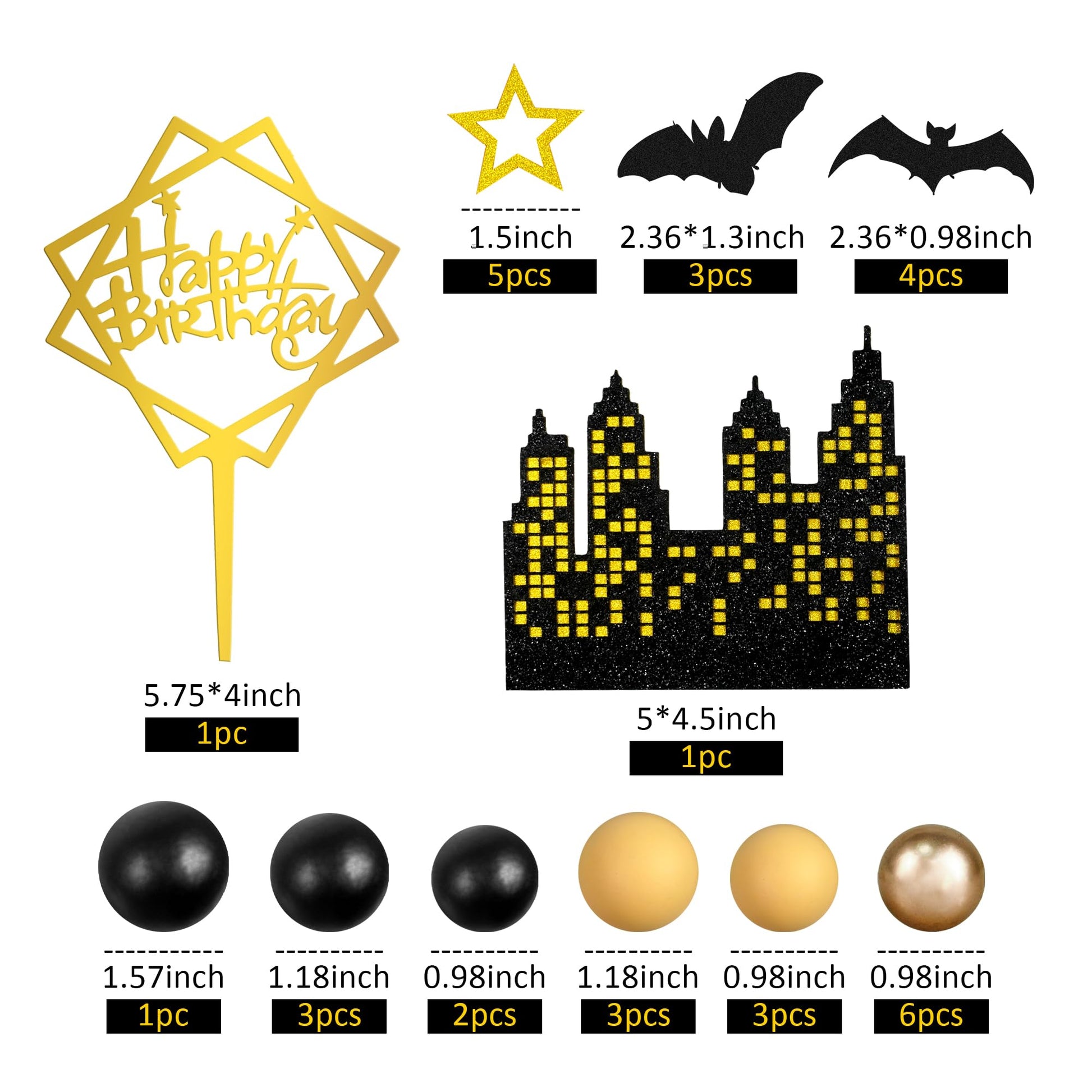 Bat Cake Topper Happy Birthday Cake Decorations for Bat Theme Birthday Halloween Supplies