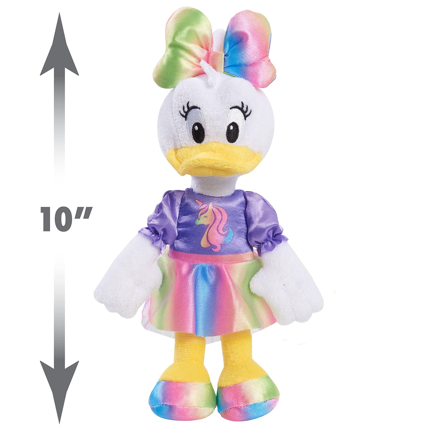 Disney Junior Minnie Mouse 8-Inch Small Unicorn Daisy Beanbag Plush, Daisy Duck In Purple and Rainbow Unicorn Dress, Stuffed Animal