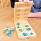 Elbow Room Games Mancala Set, Folding Wooden Board with 48 Glass Stones in Blue, Green, and White, Portable Travel Design, Classic Strategy Game for 2