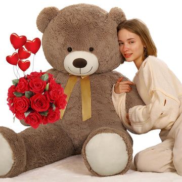 Tezituor Big Teddy Bear,52'' Giant Stuffed Animal Plush Toys for Adults Children,Girlfriend Soft Life Size Bears Plushie Gifts for Valentine