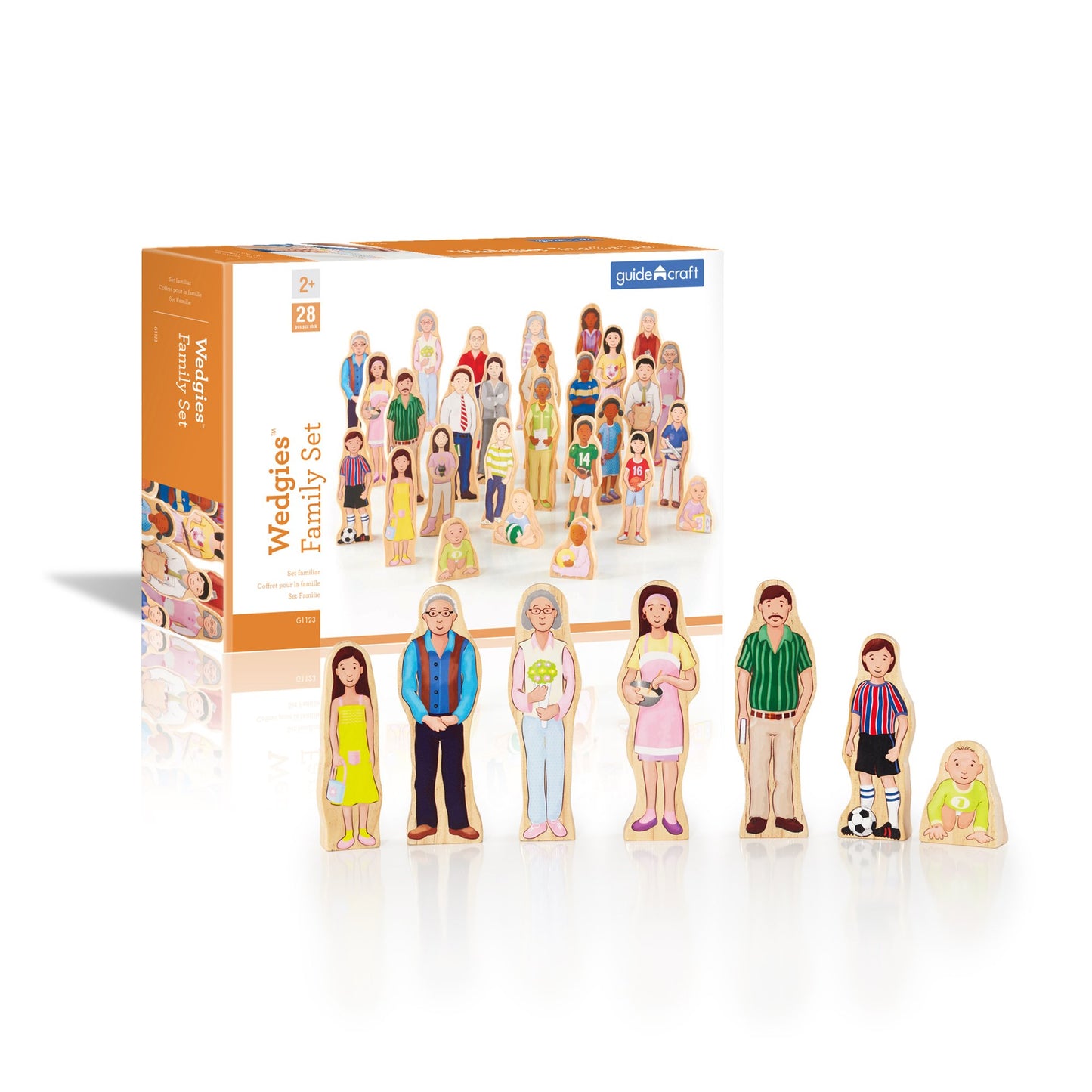 Guidecraft Wedgies Family Set of Wooden Figures - Kids Learning & Educational Toys, Block Play Character Set for Toddlers