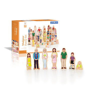 Guidecraft Wedgies Family Set of Wooden Figures - Kids Learning & Educational Toys, Block Play Character Set for Toddlers