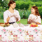 Dydamud Pink Floral Tea Party Tablecloth, Girls Tea Party Birthday Supplies 3pcs Let's Partea Spring Disposable Table Cover for Baby Shower, Floral