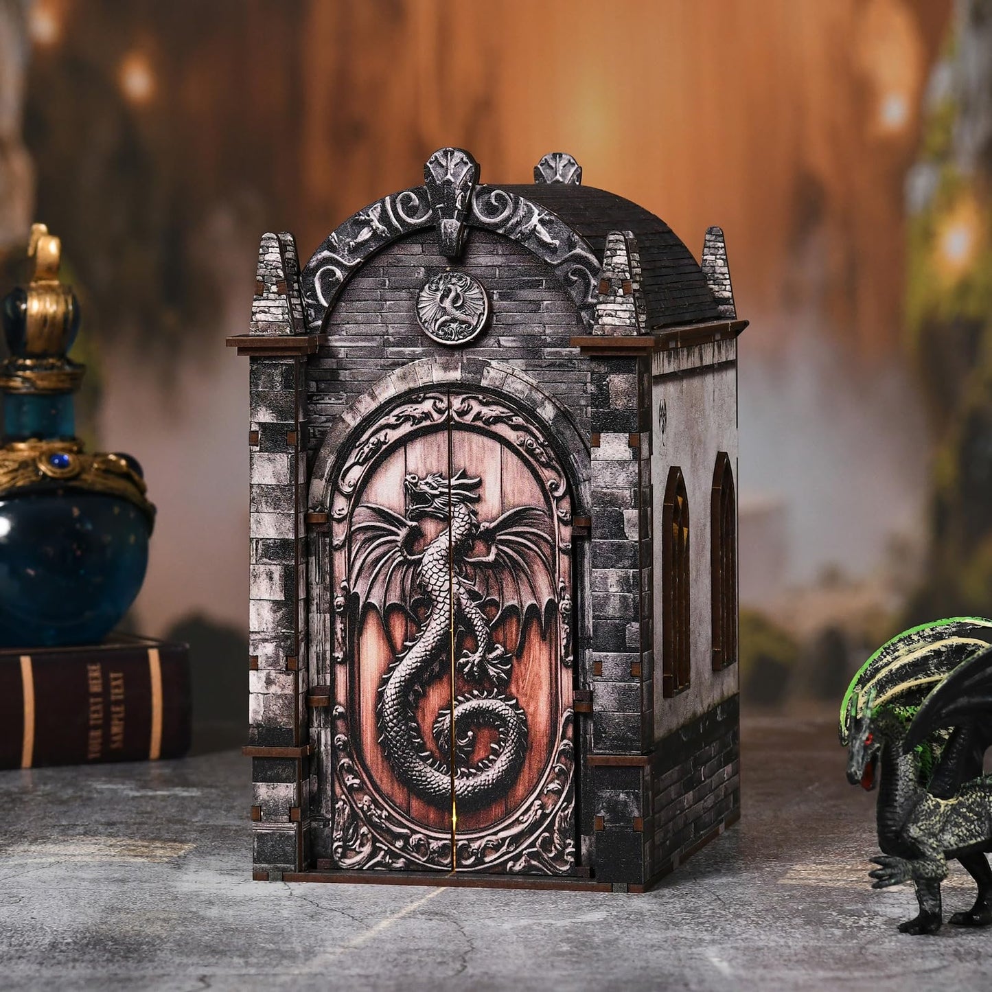 obzergem Book Nook Kit(Dragon Hidden Realm) DIY Miniature Kit Bookend, 3D Wooden Puzzle,with Dust Cover for Craft Enthusiasts