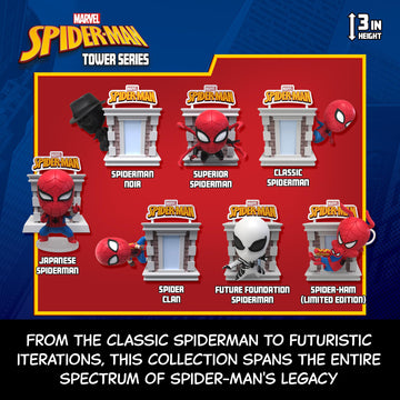 YuMe Spider-Man Tower Series Hero Box - Blind Box | Stackable 3" Superhero Movie Collectible Toy Figure | Official Marvel Merchandise | Surprise