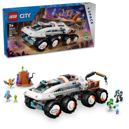 LEGO City Command Rover and Crane Loader Outer Space Toy Building Set, 4 Astronaut Toy Minifigures, Space Robot, 2 Alien Action Figures, Gift for 7