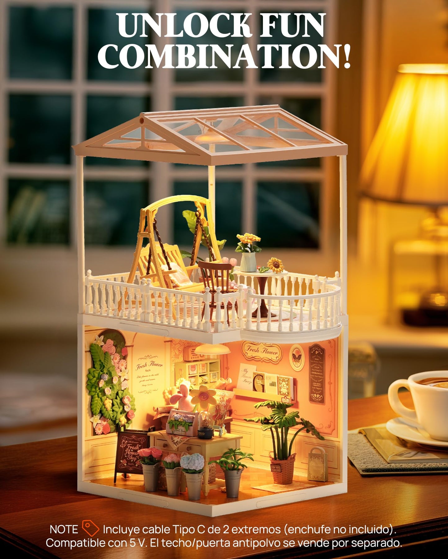 ROBOTIME Dust Proof Roof for Super Creator ?Sunny Break Terrace?