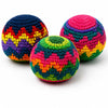 3 Pack Handmade Crochet Footbags, Hacky Kick Sack Balls, Assorted, 40g