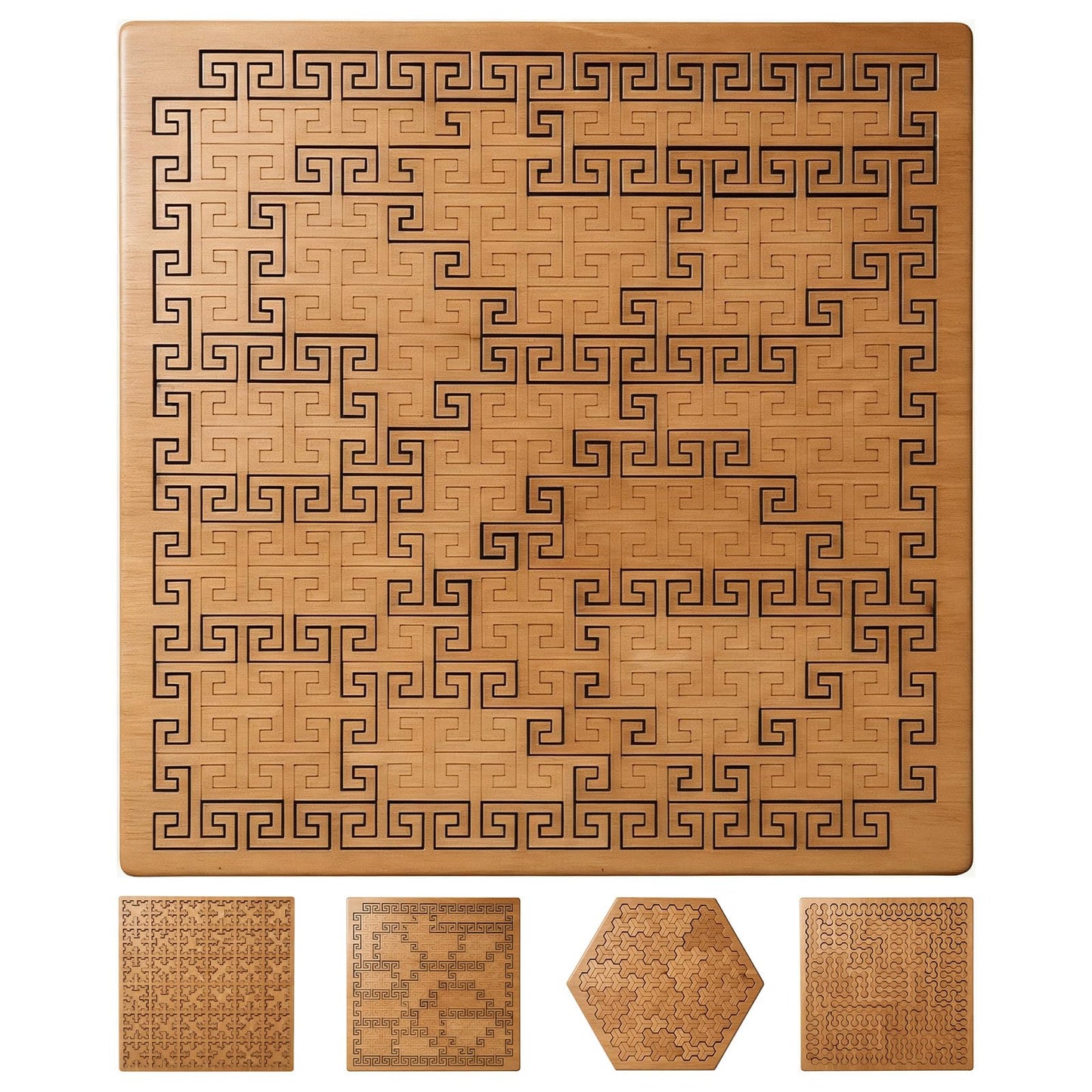 Fractal Tray Puzzle, Fractal Puzzles for Adults, Irregular Wooden Jigsaw, Mind Bending Hilbert Curve Puzzle, Challenging Portable Brain Training Game